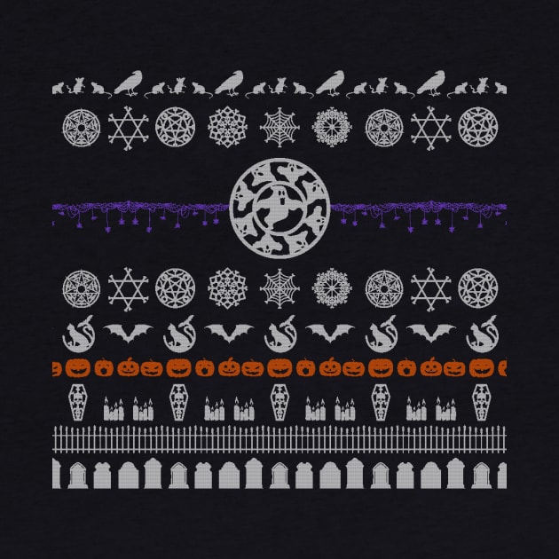 Halloween Ugly Christmas Sweater Pattern | Xmas Goth Design by Vampyre Zen